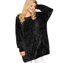 Load image into Gallery viewer, 2018 Autumn Winter Women&#39;s New Solid Color Velvet Pullover Round Neck Loose Knitted Sweater Large Loose Long Sleeves Women Tops