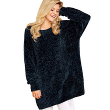 Load image into Gallery viewer, 2018 Autumn Winter Women&#39;s New Solid Color Velvet Pullover Round Neck Loose Knitted Sweater Large Loose Long Sleeves Women Tops