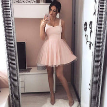 Load image into Gallery viewer, 2018 zomer Nieuwe Vrouwen strap Mouwloze Avondfeest tule Jurk Korte Mini Jurk elegante vrouwelijke effen baljurk korte jurken