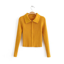 Load image into Gallery viewer, 4 kleuren vest mode Amerikaanse streetwear unif stijl dubbele rits trui gebreide strakke korte crop tops vrouwen trui