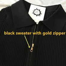 Load image into Gallery viewer, 4 kleuren vest mode Amerikaanse streetwear unif stijl dubbele rits trui gebreide strakke korte crop tops vrouwen trui