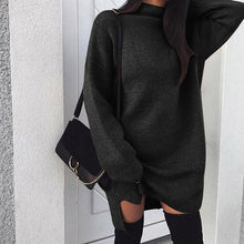 Load image into Gallery viewer, Bigsweety Vrouwen Herfst Gebreide Trui Jurk 2018 Mode Coltrui Side Split Elastische Effen Kleur Gebreide Jurk Vestidos 2018 Nieuwe
