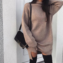 Load image into Gallery viewer, Bigsweety Vrouwen Herfst Gebreide Trui Jurk 2018 Mode Coltrui Side Split Elastische Effen Kleur Gebreide Jurk Vestidos 2018 Nieuwe