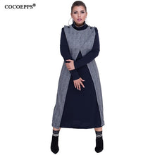 Load image into Gallery viewer, COCOEPPS Plus Maten Vrouwen Kleding Plaid Winter jurk 5XL 6XL Jurken Grote Grote Formaat Bureauwerk Jurk Elegante Lange jurk