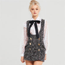 Load image into Gallery viewer, CWLSP Herfst Winter Plaid Skinny Tweed Jurk Double-Breasted Terug Rits Jurken A-lijn Streetwear vetement femme 2018 QL4179