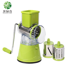 Load image into Gallery viewer, DUOLVQI Groentesnijder Mandoline Ronde Slicer Wortel Aardappel Snijmachine Met 3 roestvrijstalen Messen Keuken Accessoires gadgets