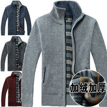 Load image into Gallery viewer, Fashion Men Wool Cardigan Sweaters Men&#39;S Thick Stand Collar Pullover  Full Sleeves Slim Solid Color Male Sweaters with Pocket