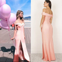 Load image into Gallery viewer, Fashion vrouwen Off Shoulder Casual Hoge Taille Lange Maxi Jurken Sexy Skinny Slim Feestavond Strand Lange Jurk