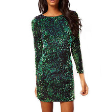 Load image into Gallery viewer, Groene Pailletten Jurk Vrouwen Sexy Club Jurken 2018 Slim Fit Backless Bodycon Party Nachtclub Mini Vintage Jurk vestido lentejuelas