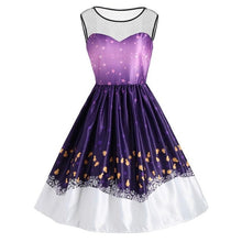 Load image into Gallery viewer, ISHINE Retro 1950 s Hepburn Stijl Kerst Starry Sneeuwvlok Kant Stiksels Mouwloze Grote Swing Vintage Jurk Hepburn Stijl