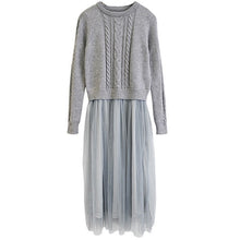 Load image into Gallery viewer, Jocoo Jolee Koreaanse Herfst Winter Jurk Elegante Dames O Hals Gebreide Midi Jurk Hoge Elstic Mesh Warm Vrouwen jurk