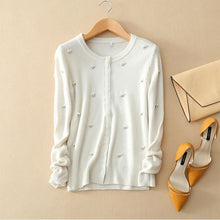 Load image into Gallery viewer, Kasjmier Vest Vrouwelijke 2018 Parel Trui Vrouwen 100% Kasjmier Bovenkleding Vrouwen Truien Lange Mouw Vest Invierno Mujer