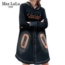 Load image into Gallery viewer, Max LuLu Luxe Japan Stijl Meisjes Jeans Streetwear Vrouwen Denim Jurken Hooded Losse Dames Toevallige Vrouw Kleding Plus Size