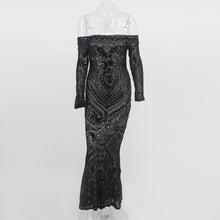 Load image into Gallery viewer, NATTEMAID Off Shoulder Black Maxi White Dress 2018 Mesh Bodycon Pailletten Jurk Vrouwen Strapless Party Sexy Winter Jurken Vestido