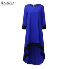 Load image into Gallery viewer, Nieuwe Herfst Jurk 2018 ZANZEA Vrouwen Sexy 3/4 Mouw O hals Maxi Lange Jurk Asymmetrische Zoom Casual Losse Vestidos Hot koop