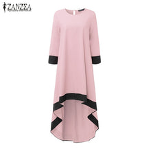 Load image into Gallery viewer, Nieuwe Herfst Jurk 2018 ZANZEA Vrouwen Sexy 3/4 Mouw O hals Maxi Lange Jurk Asymmetrische Zoom Casual Losse Vestidos Hot koop