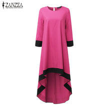 Load image into Gallery viewer, Nieuwe Herfst Jurk 2018 ZANZEA Vrouwen Sexy 3/4 Mouw O hals Maxi Lange Jurk Asymmetrische Zoom Casual Losse Vestidos Hot koop