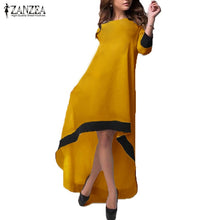 Load image into Gallery viewer, Nieuwe Herfst Jurk 2018 ZANZEA Vrouwen Sexy 3/4 Mouw O hals Maxi Lange Jurk Asymmetrische Zoom Casual Losse Vestidos Hot koop