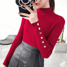 Load image into Gallery viewer, OHCLOTH Sweater female Half downneck female thickening 2018 new winter sweater slim all-match elastic knit Fashion slim sweaters