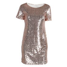 Load image into Gallery viewer, Pailletten Goud Jurk 2017 Zomer Vrouwen Sexy Korte T-shirt Avondjurk Party Elegant Club Jurken
