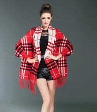 Load image into Gallery viewer, Plus size Gratis verzending 2018 herfst en winter mode nieuwe vrouwen geruite streep dubbelzijdige wol omzoomde sjaal lange vest