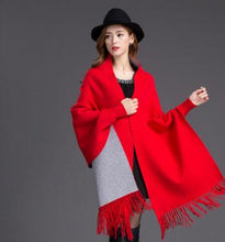 Load image into Gallery viewer, Plus size Gratis verzending 2018 herfst en winter mode nieuwe vrouwen geruite streep dubbelzijdige wol omzoomde sjaal lange vest