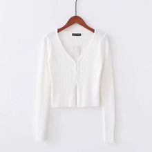 Load image into Gallery viewer, Vrouwen V-hals Breien Geribbelde Vest Met Overdekte Button