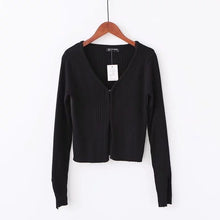 Load image into Gallery viewer, Vrouwen V-hals Breien Geribbelde Vest Met Overdekte Button