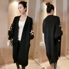 Load image into Gallery viewer, Floral Long Cardigan 2018 Autumn Winter Fashion Long Womens Knitted Female Sweater Large Coat High Quality Cardigan Sweater