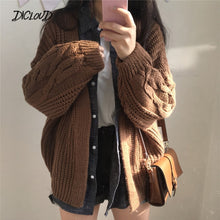 Load image into Gallery viewer, DICLOUD New Autumn Knit Sweater Women 2018 Fashion Harajuku Loose Warm Cardigan Women College Casual Long Sleeve Winter Coat