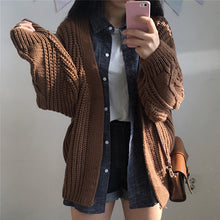 Load image into Gallery viewer, DICLOUD New Autumn Knit Sweater Women 2018 Fashion Harajuku Loose Warm Cardigan Women College Casual Long Sleeve Winter Coat