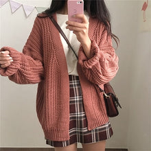 Load image into Gallery viewer, DICLOUD New Autumn Knit Sweater Women 2018 Fashion Harajuku Loose Warm Cardigan Women College Casual Long Sleeve Winter Coat