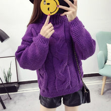 Load image into Gallery viewer, Sweaters Women's Autumn Winter Thickened Knits Korean Style Turtlenek Neck Short Wear Lazy Wind Pullover Tops Beige Brown