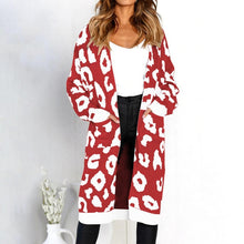 Load image into Gallery viewer, Women leopard knitted long cardigan long sleeve sweater overcoat for female women 2018 autumn new outwear coats women autumn