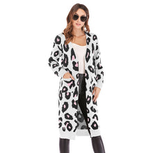 Load image into Gallery viewer, Women leopard knitted long cardigan long sleeve sweater overcoat for female women 2018 autumn new outwear coats women autumn