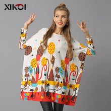 Load image into Gallery viewer, XIKOI Woman Sweater Pullovers Plus Size Pullovers O-Neck Knitted Casual Regular Cat Print Pull Femme Winter Female Jumper 2018