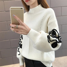 Load image into Gallery viewer, Neploe Sweater Women Korean Pull Femme Hiver Jumper Crochet Puff Sleeve Pullover Sueter Mujer Turtleneck Knitted Sweaters 36816