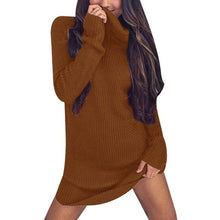 Load image into Gallery viewer, Adisputent 2018 New Autumn Women Knitted Sweater Dress Long Sleeve Turtleneck Women Long Sweater Plus Size Vestido Knitwear Tops