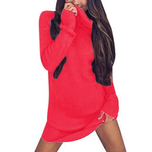 Load image into Gallery viewer, Adisputent 2018 New Autumn Women Knitted Sweater Dress Long Sleeve Turtleneck Women Long Sweater Plus Size Vestido Knitwear Tops