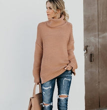 Load image into Gallery viewer, Fall Winter Coarse Pullover Women's Sweater Turtleneck Sweater Jumper Knitted Sweater Women Warm Sweater Thick Jumper Plus Size