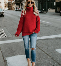 Load image into Gallery viewer, Fall Winter Coarse Pullover Women's Sweater Turtleneck Sweater Jumper Knitted Sweater Women Warm Sweater Thick Jumper Plus Size
