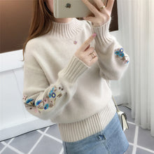 Load image into Gallery viewer, Casual Lantern Sleeve Women Sweaters And Pullovers Vintage Embroidery Women Pullover Autumn Winter knitting Sweater Jumper 2018