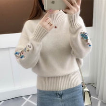 Load image into Gallery viewer, Casual Lantern Sleeve Women Sweaters And Pullovers Vintage Embroidery Women Pullover Autumn Winter knitting Sweater Jumper 2018