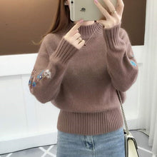 Load image into Gallery viewer, Casual Lantern Sleeve Women Sweaters And Pullovers Vintage Embroidery Women Pullover Autumn Winter knitting Sweater Jumper 2018