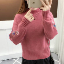 Load image into Gallery viewer, Casual Lantern Sleeve Women Sweaters And Pullovers Vintage Embroidery Women Pullover Autumn Winter knitting Sweater Jumper 2018