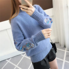 Load image into Gallery viewer, Casual Lantern Sleeve Women Sweaters And Pullovers Vintage Embroidery Women Pullover Autumn Winter knitting Sweater Jumper 2018