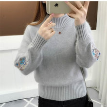 Load image into Gallery viewer, Casual Lantern Sleeve Women Sweaters And Pullovers Vintage Embroidery Women Pullover Autumn Winter knitting Sweater Jumper 2018
