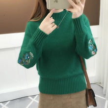 Load image into Gallery viewer, Casual Lantern Sleeve Women Sweaters And Pullovers Vintage Embroidery Women Pullover Autumn Winter knitting Sweater Jumper 2018