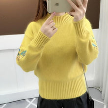 Load image into Gallery viewer, Casual Lantern Sleeve Women Sweaters And Pullovers Vintage Embroidery Women Pullover Autumn Winter knitting Sweater Jumper 2018