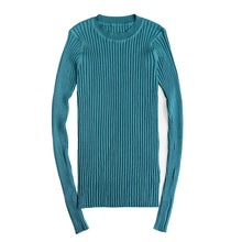 Load image into Gallery viewer, Women Sweater Pullover Basic Rib Knitted Cotton Tops Solid Crew Neck Essential Jumper Long Sleeve Sweaters With Thumb Hole